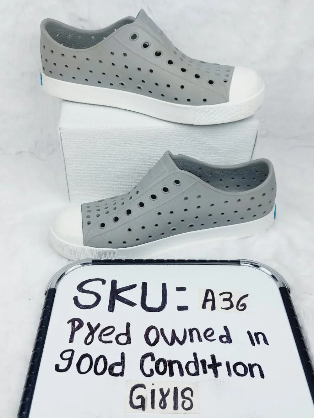 Native Girl's Gray White Jefferson EVA Slip-On Water Slip-On Sneaker Size 3